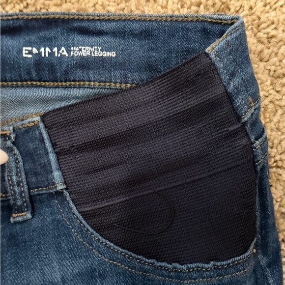 DL1961 Womens Blue Emma Maternity Power Leggings Low Rise Frayed Hem, size 28 - Picture 2 of 3